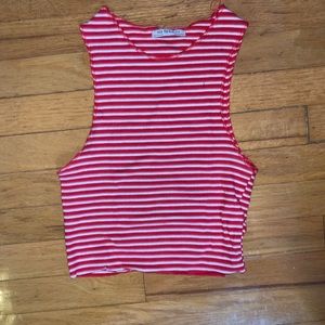Zara red and white striped top